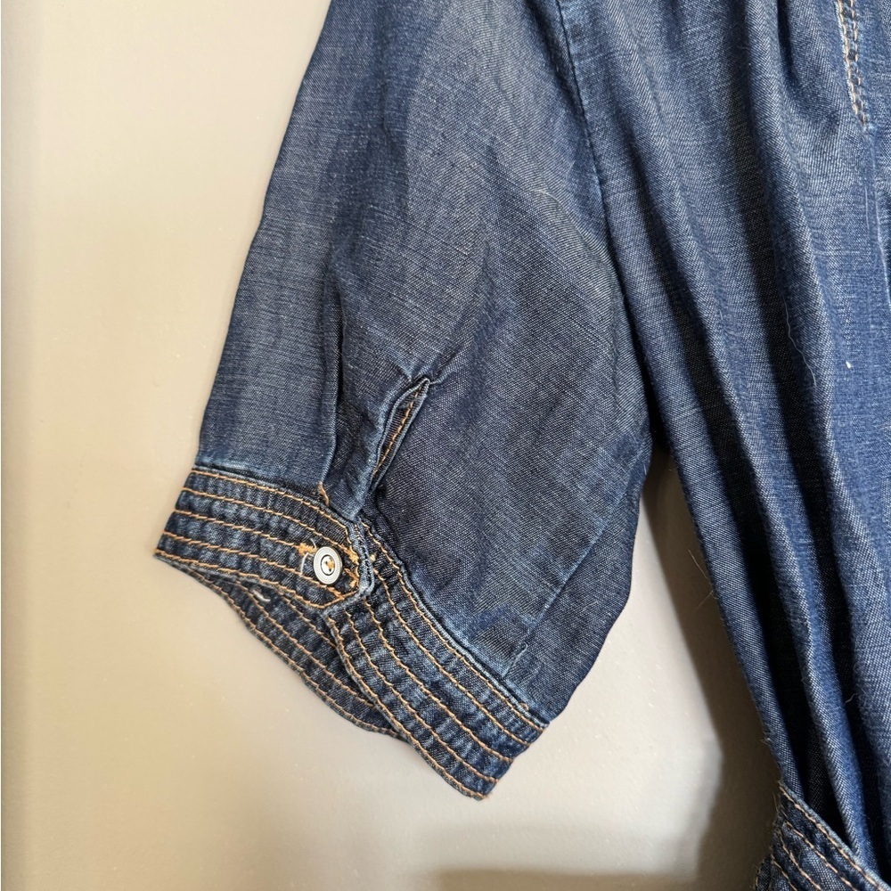 Pilcro by Anthropologie Women’s Chambray Dark Blue Denim Romper Jumpsuit - Picture 10 of 13